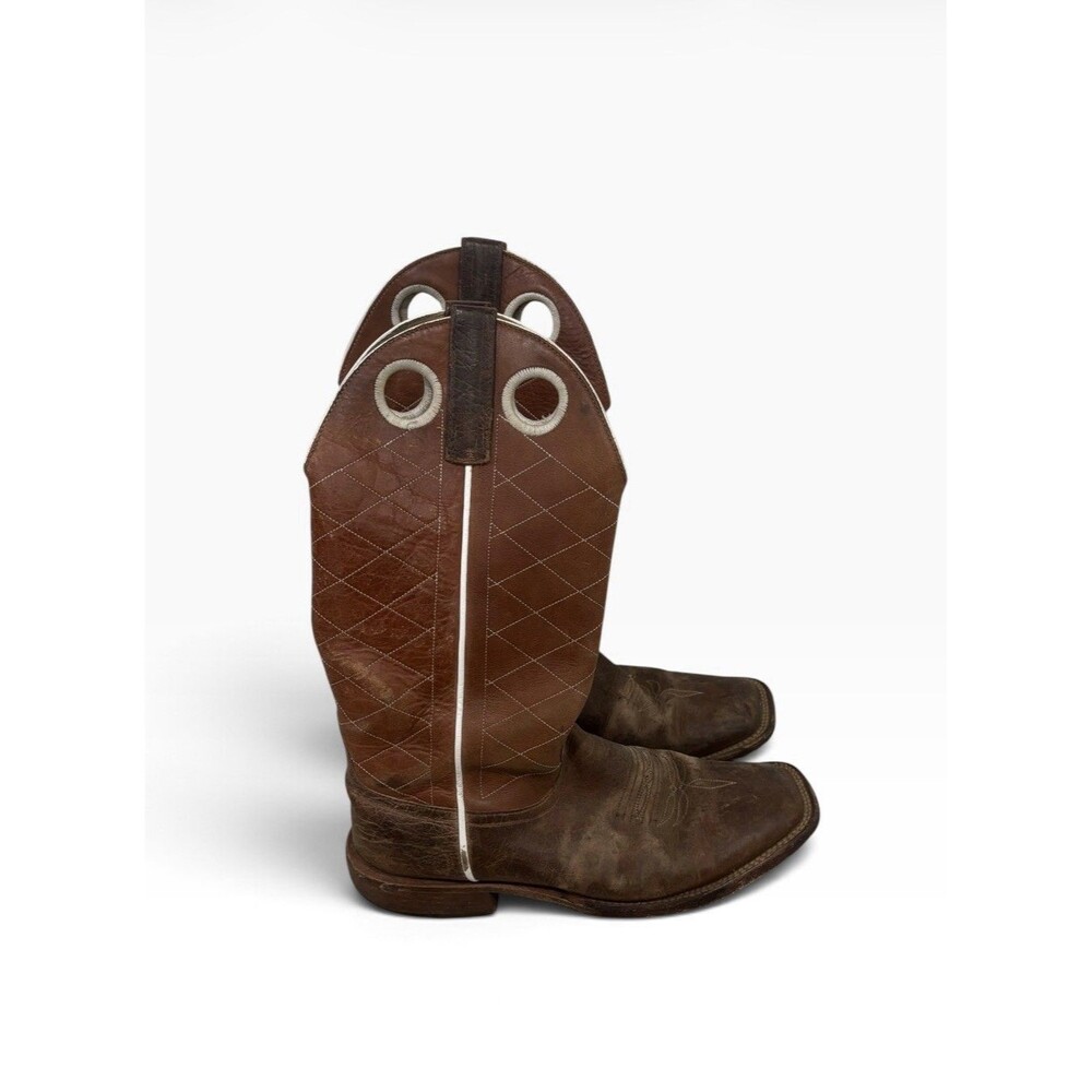 Buckaroo Brown Leather Square Toe Western Boots Men’s Sz 9 Cowboy Rodeo Festival